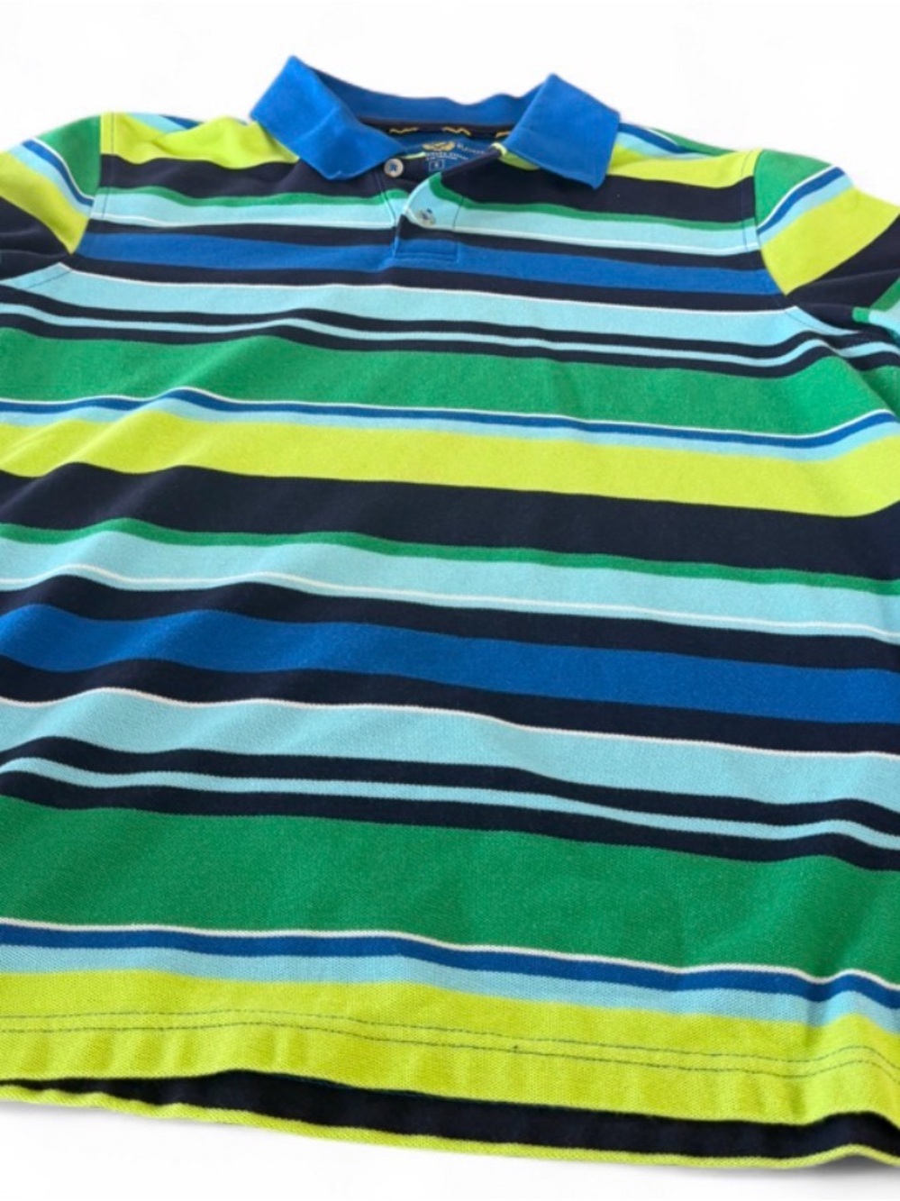 Club Room Striped Polo in Blue, Green & Yellow